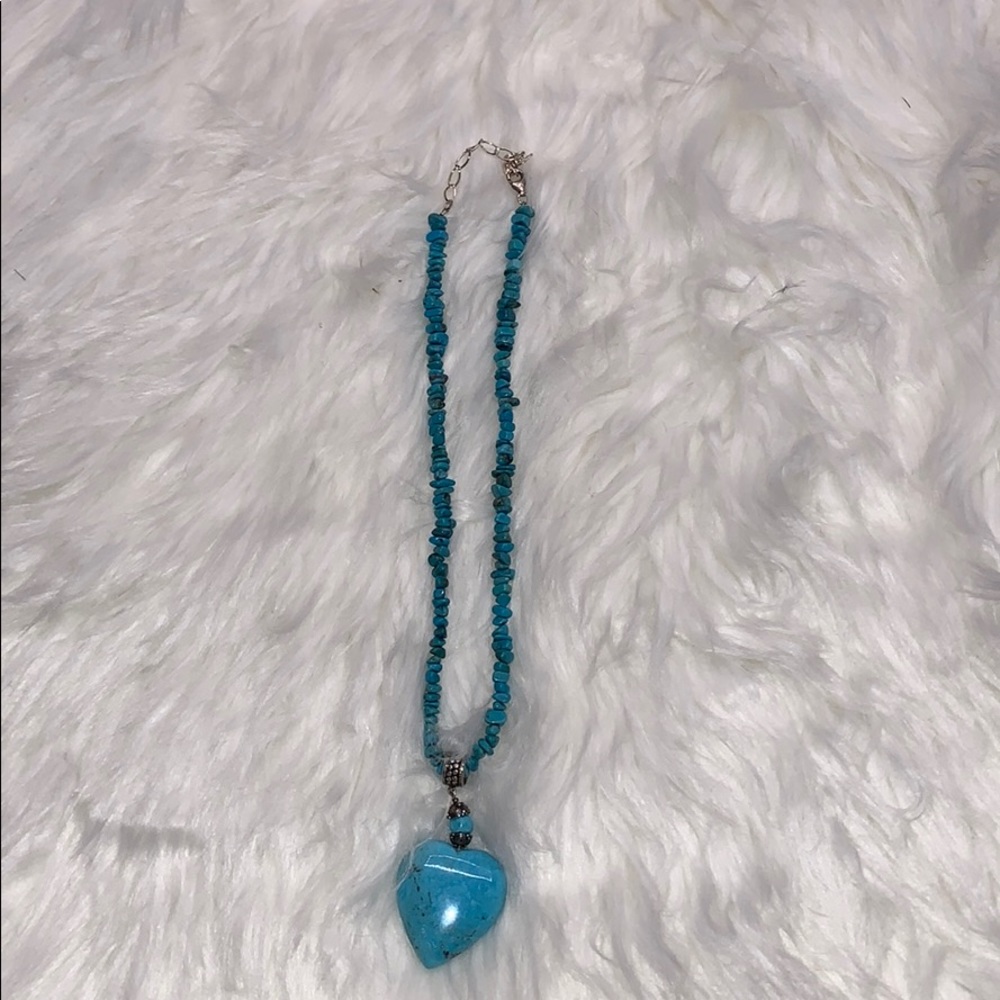 Turquoise Necklace with Heart Pendant